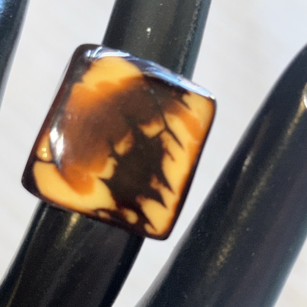Tagua Nut Ring Sustainable Vegan Handmade Boho Organic Sz 6 or 7 Brown Boho